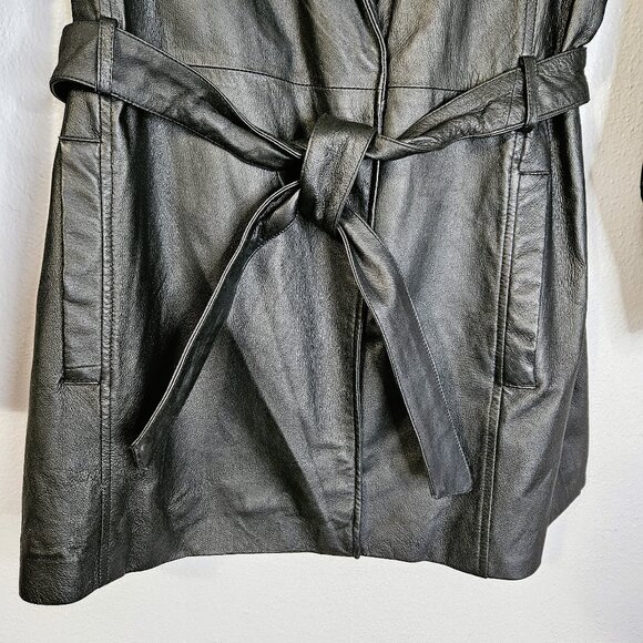 Vintage Gino Quality Leather Three Quarter Length Black Jacket  Y 2K Size L - Picture 2 of 5